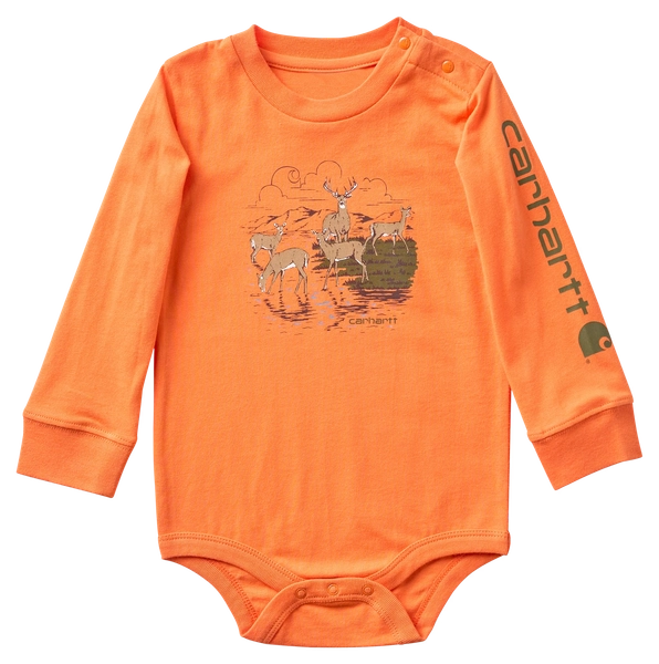 Carhartt Deer Herd Long-Sleeve Bodysuit for Babies - Mandarin Orange - 3 Months