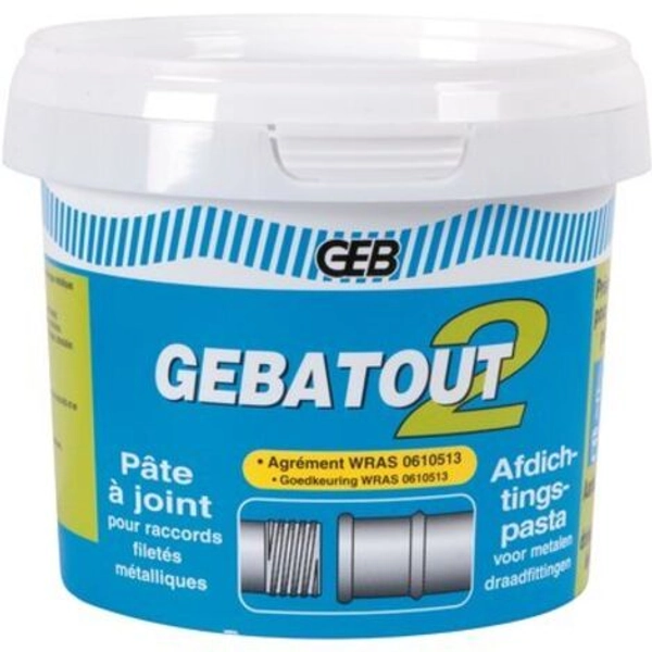 GEB – Pâte à joint verte pour étanchéité des filetages métalliques – Non durcissante – Remise en pression immédiate – Pot 500g