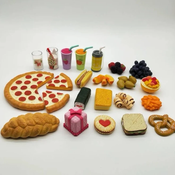 American girl simulation mini food model cream DIY material Bread Pizza doll toy accessories