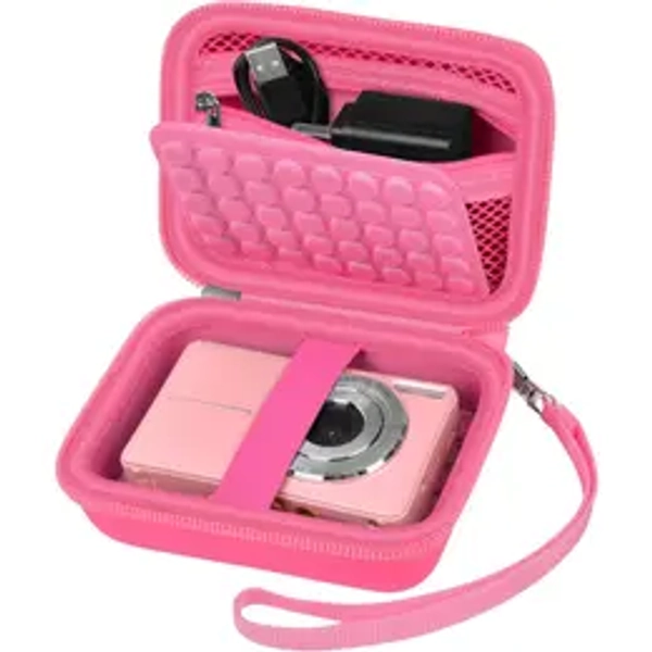 Digital Camera Case Compatible with CAMKORY/for Lecnippy/for Lecran/for KODAK PIXPRO/for Qumcou/for WONNIE Point & Shoot Cameras, Small Compact Camera Pouch for SD Card Accessories -Deep Pink
