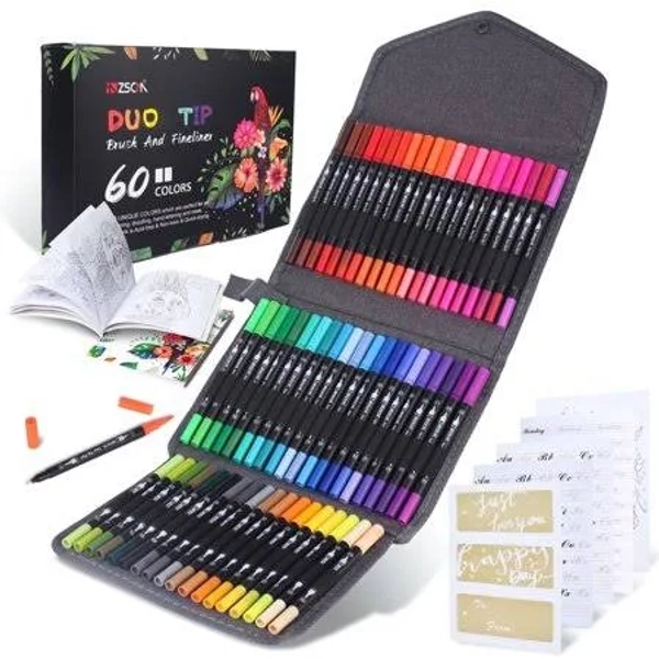 Zscm 60 Colors Markers for Adult Coloring Books