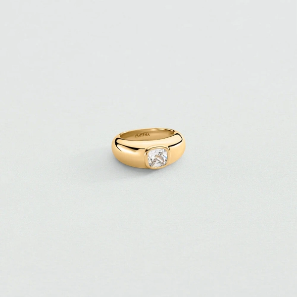 Bague fine VICTOIRE - Cristal / Doré