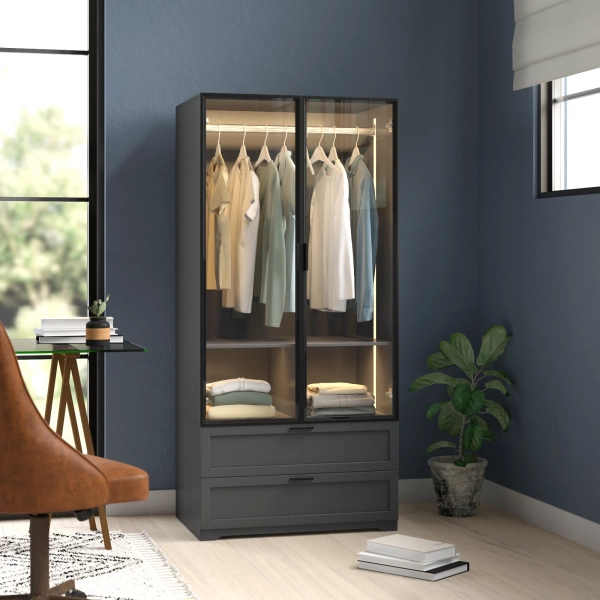 Blue Elephant Bubalo Armoire, Wardrobe with Human Body Sensor Light & Reviews | Wayfair.co.uk