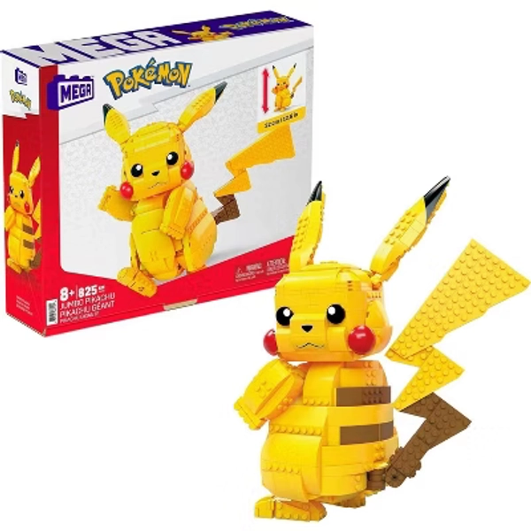 MEGA Pokémon Building Toys Set Jumbo Pikachu with 806 Pieces, Articulated and Poseable, 12 Inches Tall