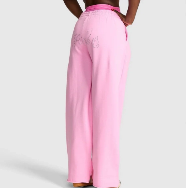 (Pink Lollipop Shine) Campus Fleece™ Wide-Leg Split-Hem Sweatpants
