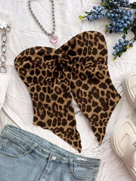 Soleia Casual Simple Leopard Print Women's Top, Suitable For Summer,Tube Top Suitable For Going Out