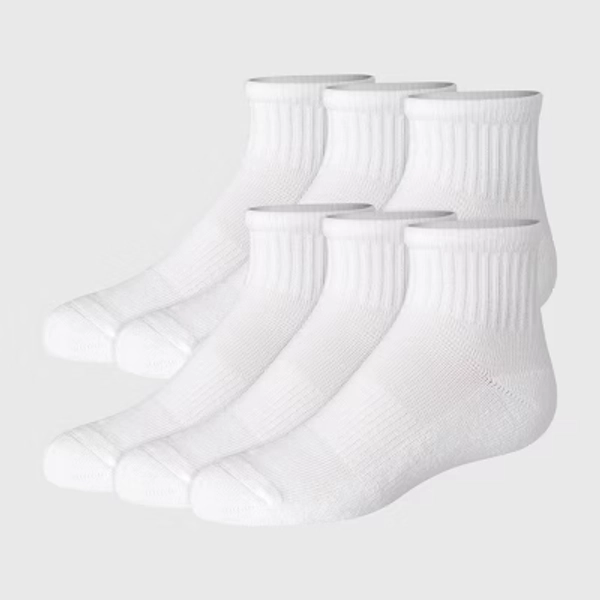 Hanes Girls' 6pk Pure Comfort Organic Cotton Ankle Socks - White S
