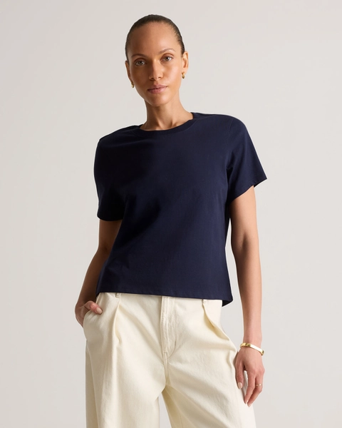 100% Organic Cotton Boxy Crewneck Tee in True Black