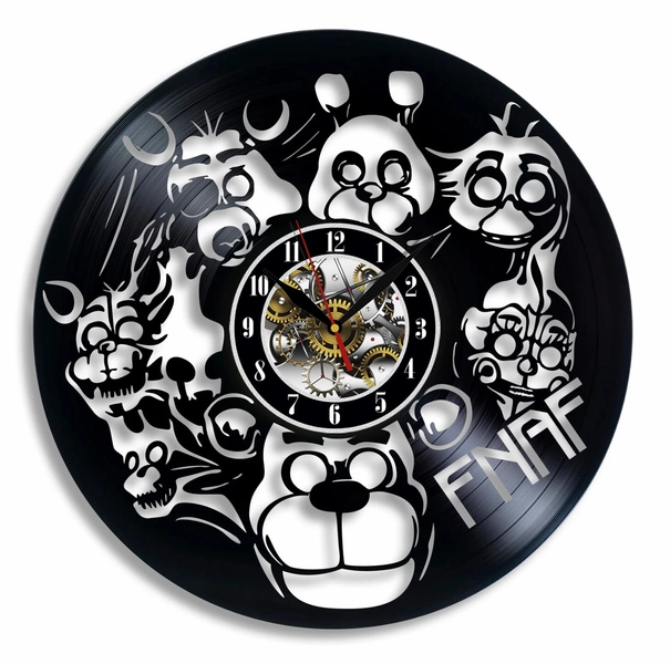 FNAF Vinyl Wall Clock - Retro Decor - Unique Home Accent -Perfect Gift
