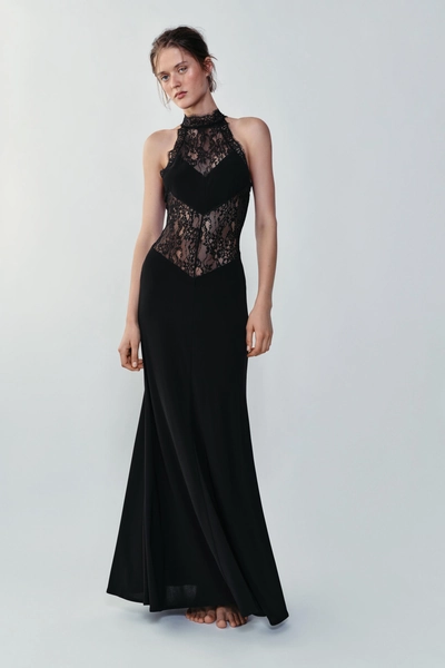 ROBE STYLE LINGERIE EN DENTELLE - Noir - S