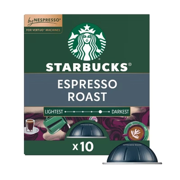 Starbucks by Nespresso Vertuo Line Pods Dark Roast Coffee Espresso Roast - 10ct