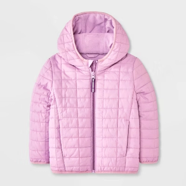 Toddler Girls' Value Hooded Puffer Jacket - Cat & Jack™ Mauve 2T
