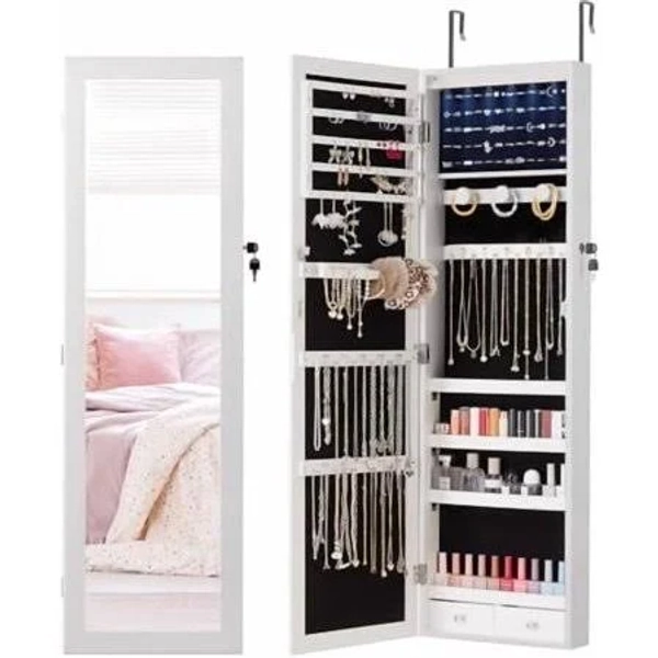 6 LEDs Mirror Jewelry Cabinet