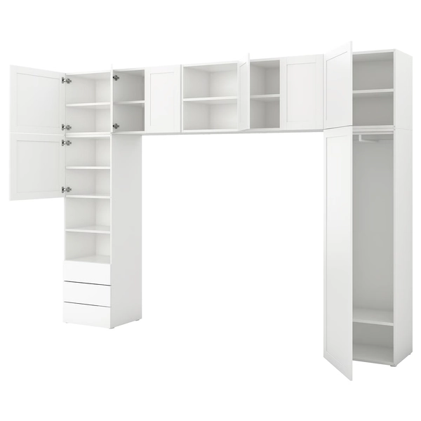 PLATSA Wardrobe with 8 doors+3 drawers - white/Fonnes Sannidal 340x42x241 cm