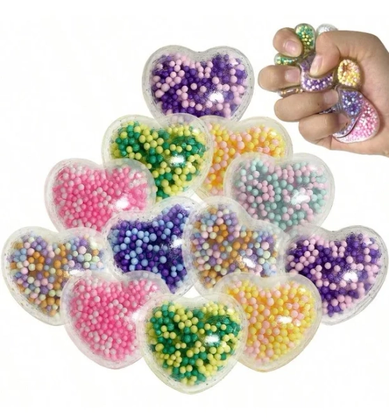 1/3/6/9/12pcs Mini Heart Squeeze Balls - Mochi Squishy Toys - Adult Stress Relief Balls, Cute Heart Squeeze Toys, Squeezing Balls, Birthday Party