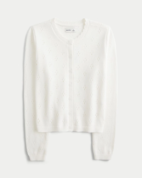 Eyelet Crew Cardigan