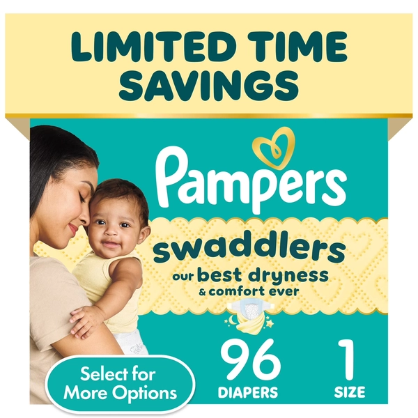 Pampers Swaddlers Diapers, Size 1, 96 Count (Select for More Options) - Walmart.com