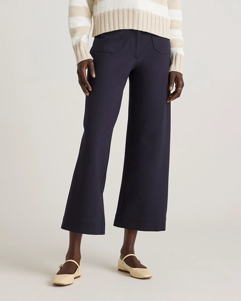 Ultra-Stretch Ponte Cropped Wide Leg - 24" in Morel Grey
