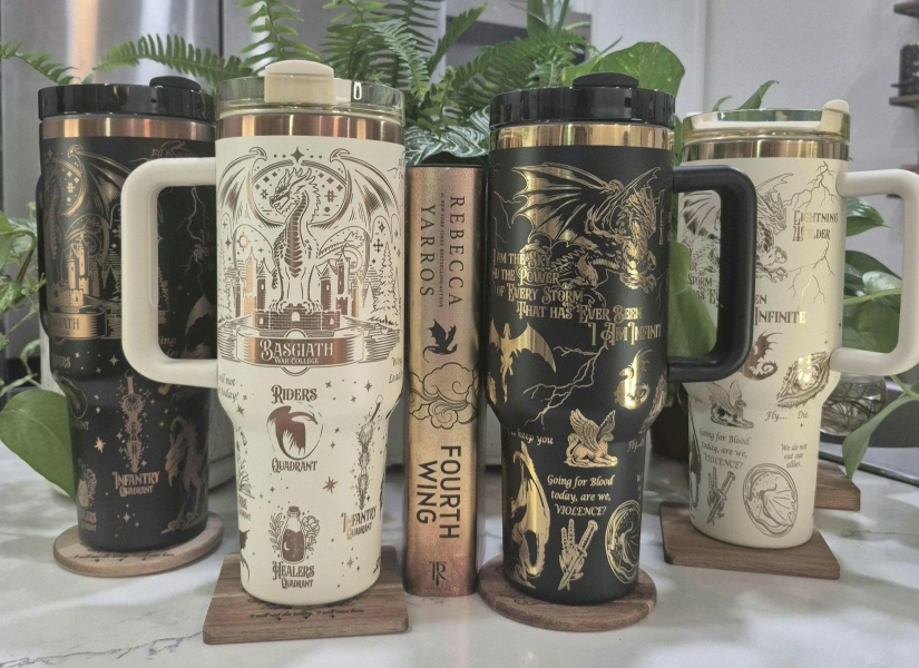 Fourth Wing - Basgiath College Inspired - 40 oz COPPER or GOLD Plated Stainless Steel Custom Engraved Tumbler