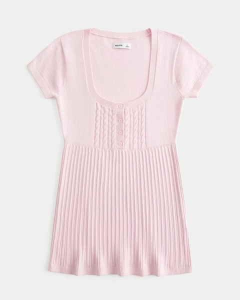 Short-Sleeve Henley Babydoll Top