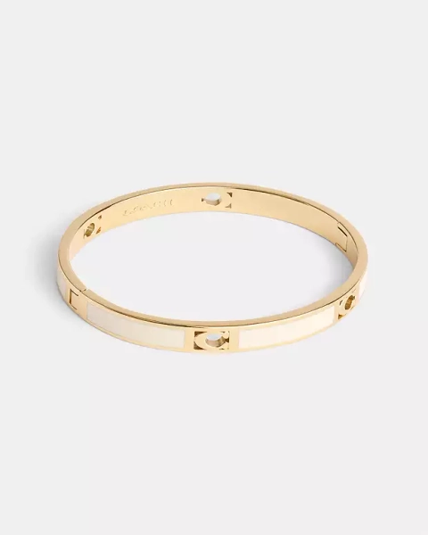 Gold/Chalk Signature Enamel Bangle