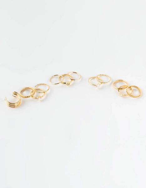 FULL TILT 13 Pack Dainty Ring Set - GOLD - ONE SIZE