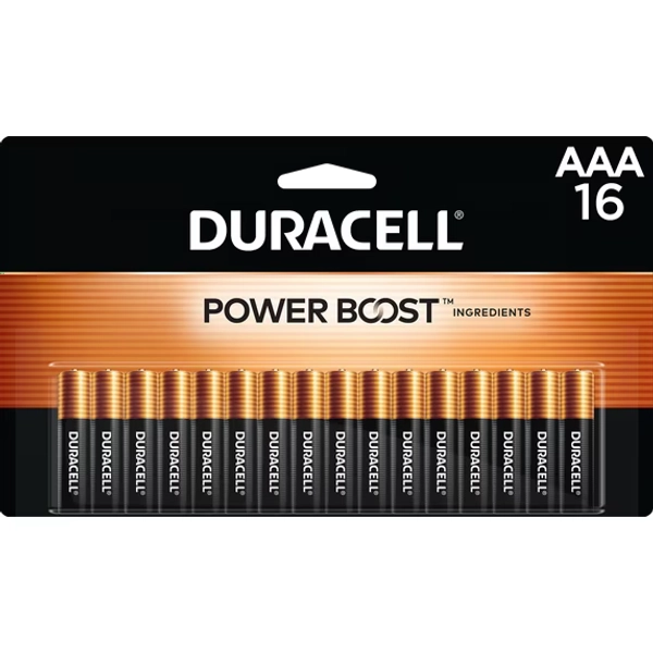 Duracell Coppertop AAA Battery with POWER BOOST™, 16 Pack Long-Lasting Batteries