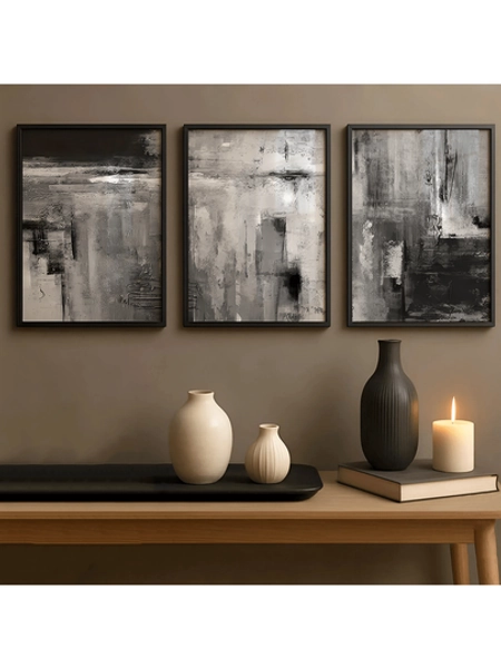 [Modern Abstract Art Prints] 3pcs/Set Modern Wall Art Poster, Abstract Black And White Wall Art Posters, Room Decoration, Home Murals, High-Definition Prints, Framed Or Unframed, Room Decor, Home Decor, College Dorm Apartment Decor, Gifts For Wall Decoration In Hotel, Home, Living Room, Bedroom, Bathroom And Office