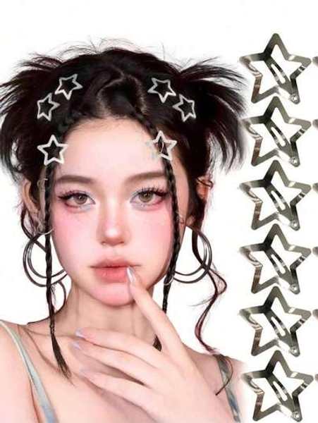 10PCS Silver Star Hair Clips Modern Minimalist Vintage Cute Sweet Style Hollow Five Point Star Hairpins For Women  Perfect For Decorating Hairstyles DIY Styling Essential Small Portable Adorable Easy To Use Design Ideal For Parties Gift Giving Holidays Weddings Daily Use Music Festivals Beach Vacations Engagements Great For Valentines Day Halloween Gifts For Friends Mom Ladies Girlfriends Creative Presents