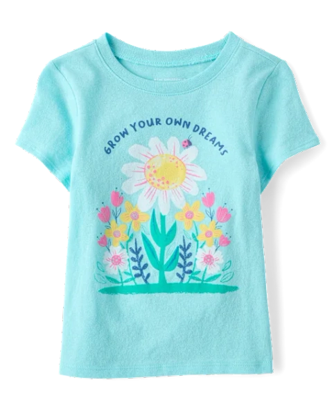 Baby And Toddler Girls Grow Your Dreams Graphic Tee - Blue