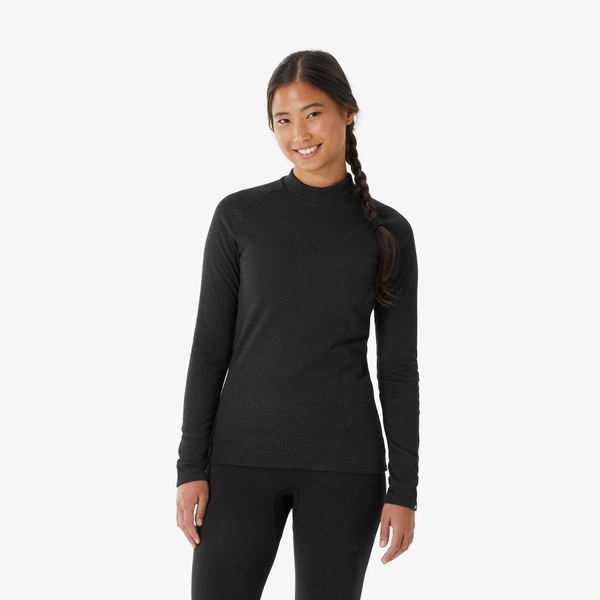Women's Warm, Comfortable Thermal Ski Base Layer 100 - Black