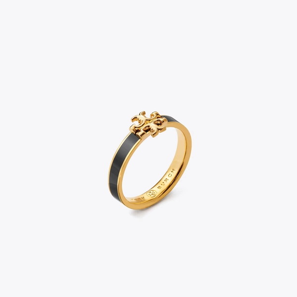 Icon Enamel Ring in black, size 4