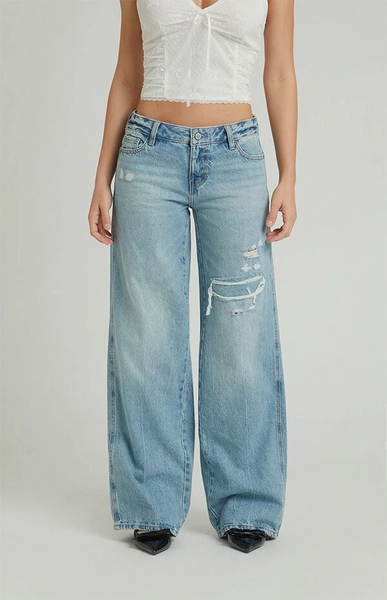 Casey Low Rise Baggy Jeans Ripped Indigo
