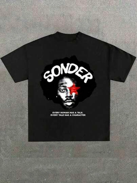 Sonder Brent Faiya.Z ,Casual Print,Comfortable And Versatile,Letter Pattern Pure Cotton 220g Printed T-Shirt