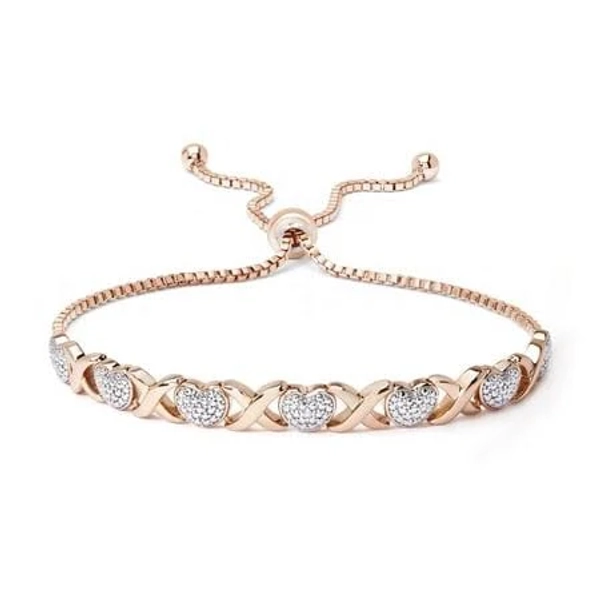 macy's Gold Plated Diamond Accent X & Heart Adjustable Bracelet