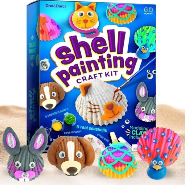 Dan&Darci Kids Sea Shell Painting Kit Arts & Crafts Gifts for Boys and Girls