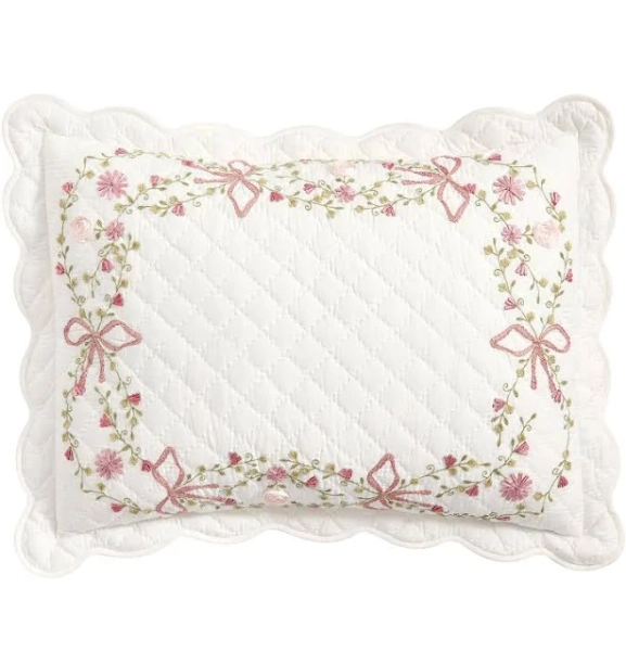 Pottery Barn LoveShackFancy Bow Embellished Quilted Sham