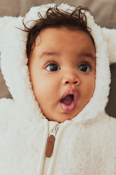 Babyoverall aus Teddyfleece mit Ohren