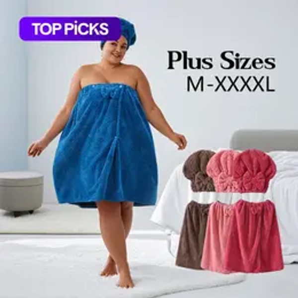 Plus Size Bath Skirt & Shower Cap Set, 2 Counts/set Adjustable Bath Skirt & Shower Cap, Thickened Bath Skirt, Ideal for Home Use, Travel, Sauna, and Spa, Womenswear #TOP PICKS