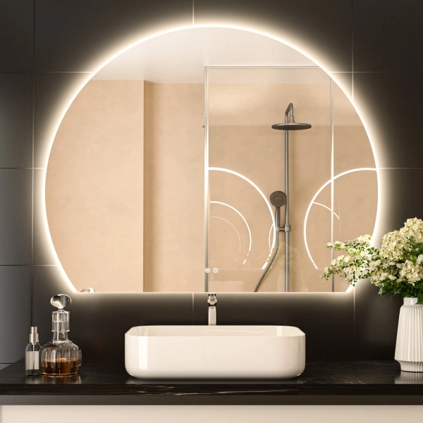 Arto Arch Lighted Backlit Bathroom Vanity Mirror Anti Fog Dimmable 3 Color Adjustable Wall Mirror