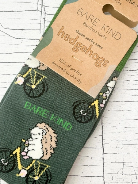 Hedgehog Socks: Bamboo Fiber, Cyclist Hedgehog, Adult Size 7-11 - Etsy