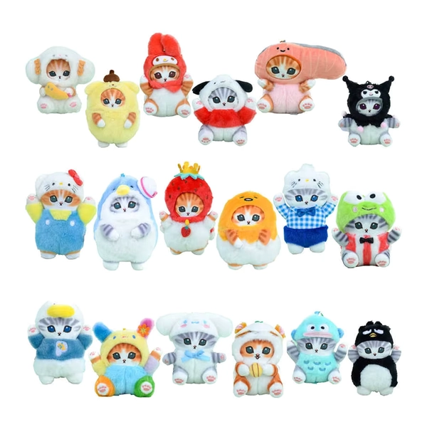 Hot Kawaii Plush Keychain Pendant Cartoon Mofusand Shark Cat Cross-Dressing Hello Kitty Kuromi Doll Stuff Backpack Decor Toys - AliExpress 