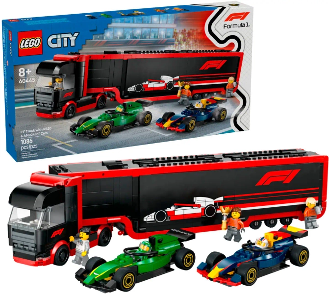 LEGO - City F1 Truck with RB20 & AMR24 F1 Car Toys 60445