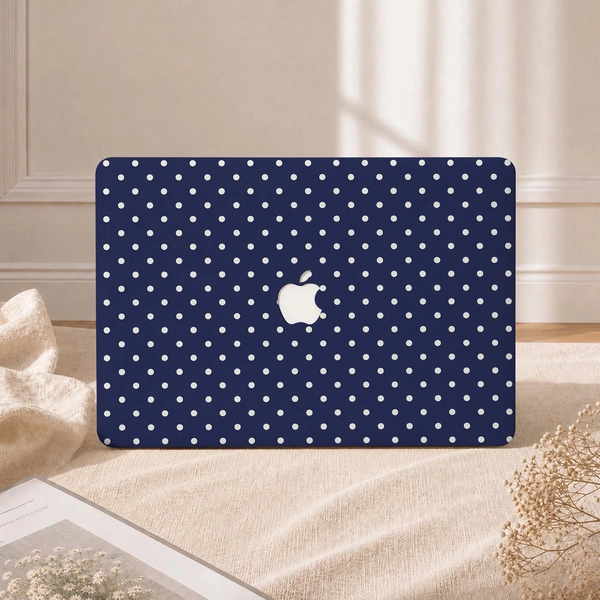 Navy Polka Macbook Case for Macbook Air15/13 Inch,2026-A3449 M5,Pro16/15/13 Inch,Mcbook Neo A18,Ret15/13 Inch,2026-Pro16 A3428/A3429