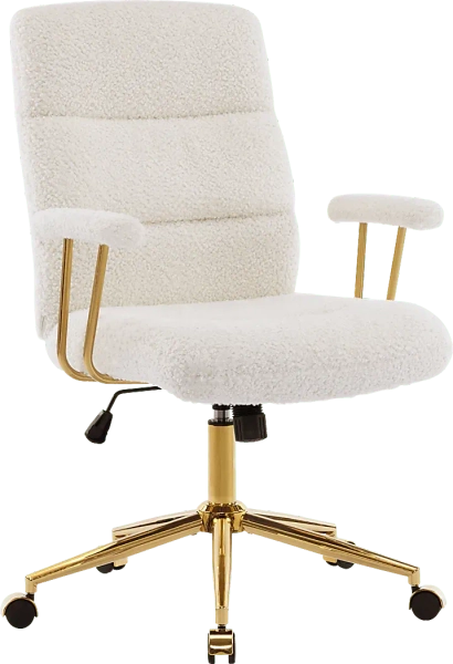 Yvoria White Boucle Desk Chair