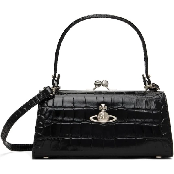 VIVIENNE WESTWOOD Women's Doll XL Crocodile Emboss Leather Shoulder Bag