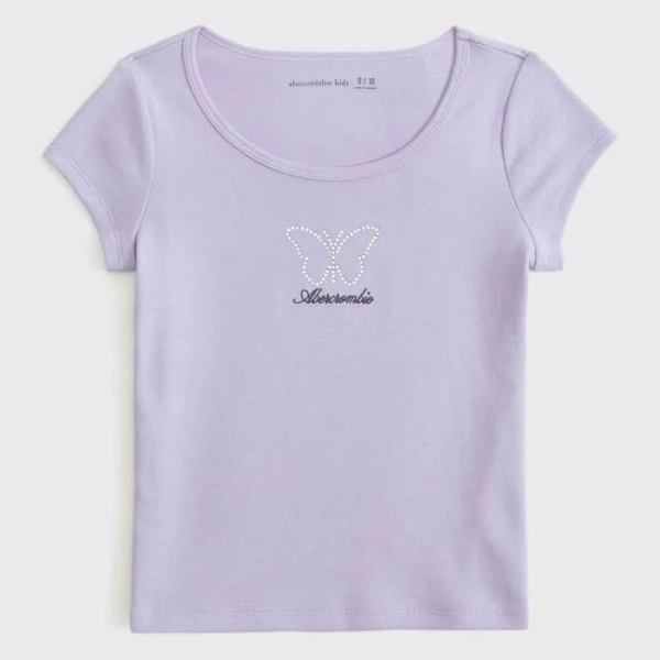 Abercrombie Kids Girls Graphic Logo Scoopneck Tee