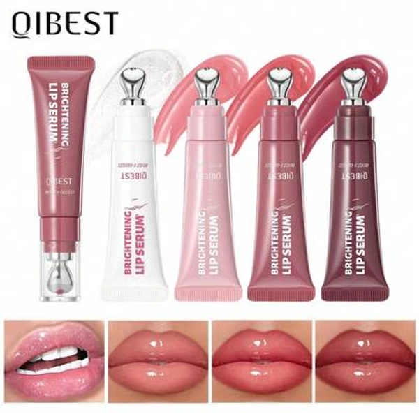  QIBEST Moisturizing & Brightening Essence, Collagen Tube Squeeze Type, Nourishing & Plumping Lip Gloss, Daily Makeup Lip Care For Women