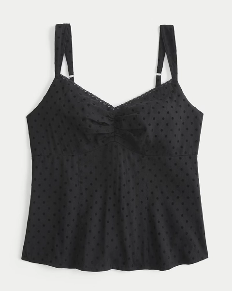 Lace Trim Chiffon Tank