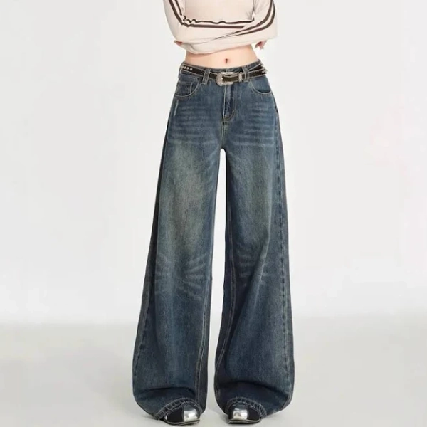 Women's High-Waisted Loose Wide-Leg Jeans